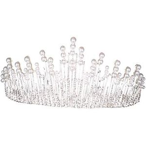 Frcolor Barokke tiara met parel strass kroon prinses haarband party hoofdtooi bruid hoofdtooi voor bruiloft