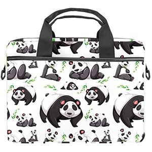 Panda Spelen Met Bamboe Patroon Laptop Schouder Messenger Bag Crossbody Aktetas Messenger Sleeve Voor 13 13.3 14.5 Inch Laptop Tablet Beschermen Tote Tas Case, Meerkleurig, 11x14.5x1.2in /28x36.8x3 cm