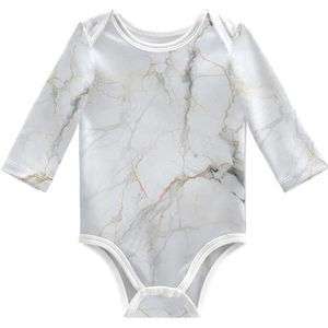 KAAVIYO Grijze abstracte marmerkunst babybody lange mouwen katoenen bodysuit voor neutrale pasgeborenen 3-24 maanden, Patroon., 6 Maanden