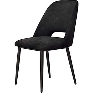 GEIRONV 1 stks moderne fluwelen eetkamerstoelen, zacht kussen tafelstoel metalen poten make-up stoel nordic vrije tijd rugleuning koffiestoel Eetstoelen (Color : Black, Size : 43x46x81cm)