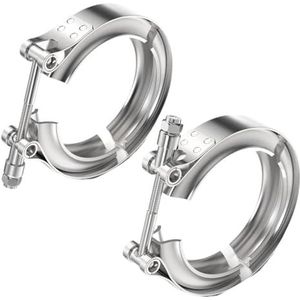 Roestvrijstalen V-band klem, set van 2 roestvrijstalen V-bandklemmen voor turbo-uitlaat 3,8-12,7 cm (3,25 inch)