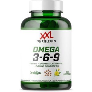 XXL Nutrition - Omega 3-6-9 - Visolie, Lijnzaadolie & Teunisbloemolie - Omega 3-6-9 Vetzuren Supplement - 100 Softgels