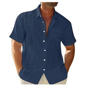 Herenoverhemd Met Korte Mouwen, Businessoverhemd, Strijkvrij, Casual Overhemd, Zomeroverhemd, Basic Overhemd For Heren heren t-shirt(Blue B,3XL)