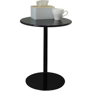 Zwart metalen bijzettafel ronde bijzettafel salontafel, moderne stijl nachtkastje toonbank bistro pub tafels hoogte bartafel accenttafel voor kleine ruimtes (Size : 48x48x72cm)