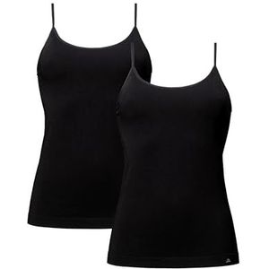 DANISH ENDURANCE Naadloze Hemdjes van Bamboe Viscose, Spaghetti Bandjes, Hypoallergeen & Huidvriendelijk, voor Dames, 2-pak, Zwart, X-Large/XX-Large
