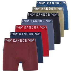 Kandor Heren boxers - Bamboe boxershorts voor mannen multipack van 7, comfortabele stretch katoen heren ondergoed trunks, kleurrijke & zwarte onderbroek, multi pack man slip, Olijf Mix Set, L