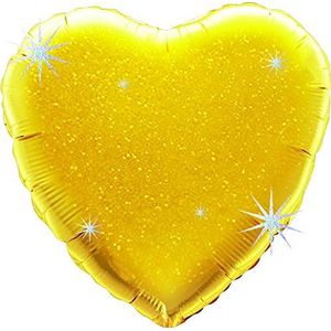 Suki Gifts S9601574 holografisch hart folieballon heliumballon, goud