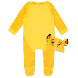 Disney Baby Boys' Lion King Footies and Hat Set Simba Size 0-3M Yellow