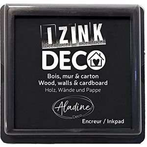 Aladine - Izink Deco - Inkt maat XL 10 x 10 cm - Zeer dekkende, sneldrogende pigmenten - Hoogwaardig schuim - Ideaal voor creatieve afdrukken op muur, hout en karton - Zwart