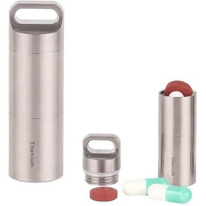 Pill dispenser Keychain Pill Case Titanium, Portable Pill Bottle Carrier, EDC Waterproof Container Pill Holder, For Outdoor Travel Daily, BPA Free (Size : L-2 compartment)