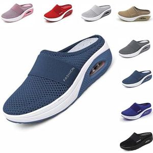 Slip-on wandelschoenen voor dames, orthopedische schoenen, ademende en casual schoenen met luchtkussen, damesschoenen voor diabetici om te wandelen, Blauw, 37 EU