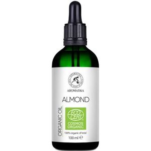 Organische Amandelolie 100ml - Prunus Dulcis - Arganolie - Gezichtsverzorging - Koudgeperst - 100% Natuurlijk in Licht Beschermende Glazen Fles met Pipet - Haarverzorging - BIO Olie voor Droog Haar