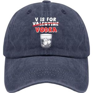 TKPA MOL Baseball Caps V is voor Vodka Valentine Trucker Cap voor Vrouwen Mode Gewassen Denim Verstelbare, Donkerblauw, Eén Maat