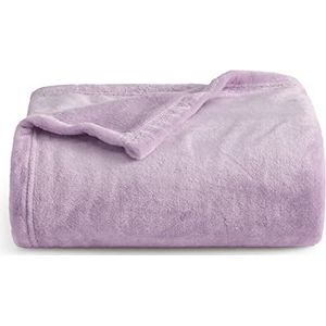 BEDSURE geruite fleece deken paars 130x150cm - Zacht warm dekbed geruit Flanel Sofa Throw