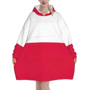 Oversized Poolse Vlag Hoodies Vrouwen Uk Pluizige Deken Hoodie Sherpa Vrouwen Fleece Draagbare Deken Mannen
