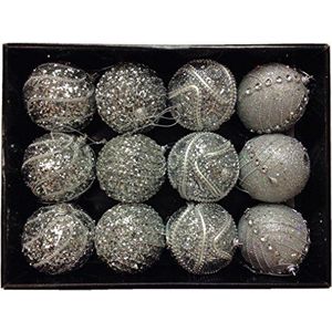 Sneeuwwitje Branded Pack van 12 Deluxe Zilver 8cm Kerstboom kerstballen