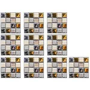 Mozaïektegels 10 stuks keramische tegelstickers doe-het-zelf waterdichte badkamer zelfklevende muurstickers mozaïek glazen tegels mozaïek tegels kunst en ambachten (kleur: R)