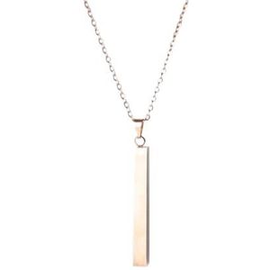 Spiegel gepolijst roestvrij staal vierkante verticale staaf hanger eenvoudige 45cm ketting sieraden (Color : Rose gold_45cm)