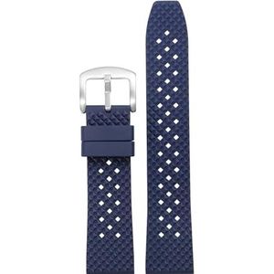Quick Release Fluoro Rubber Horlogeband Waterdicht Heren for Seiko for Breitling for IWC Zwart Quick Release Horlogeband Stomatal Band (Color : Blue-silver pin, Size : 20mm)