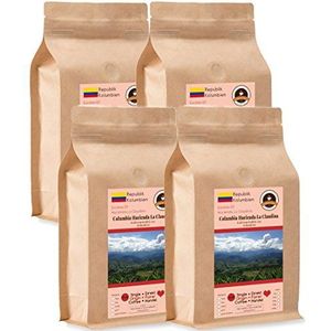 Kaffee Globetrotter - Koffie met hart - Colombia Hacienda La Claudina - 4 x 1000 g zeer fijn gemalen - voor volautomatische koffiemolen, koffiemolen - Fair Trade | Gastropack voordeelverpakking