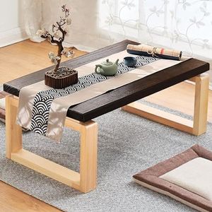 Moderne lage massief houten salontafel, opvouwbare vloer zittafel, Japanse lage tafel om op de vloer te zitten theetafel, raam kleine theetafel, voor tatami thuiskantoren receptie kamertafel (maat: 90