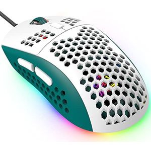 KUIYN 383 PRO Ultralichte bedrade gamingmuis, lichtgewicht honingraatschaal, 6 RGB ademhalingsachtergrondmuizen, 6 verstelbare DPI 6400 USB optisch model Aerox muizen Win10/XP/Xbox/PS4/PS5/Mac/HP/Acer