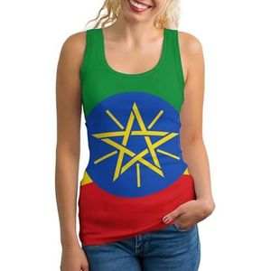 Vlag van Ethiopië Tanktop voor dames, mouwloos T-shirt, trui, vest, atletisch, basic shirts, zomer bedrukt