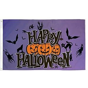 AZ FLAG Vlag Happy Halloween, violet, 90 x 60 cm – vlag voor Halloween, 60 x 90 cm – vlaggen