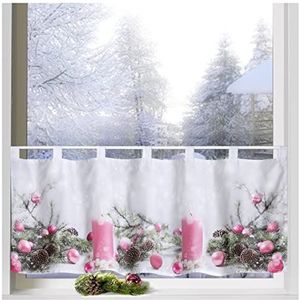 heimtexland ® Vitrage Kerstmis 45x120 decoratie raamdecoratie kerstgordijn roze type 651