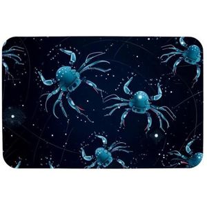 Antislip badmat met sterrenbeeld kanker, blauw patroon, 46 x 61 cm, douchematten voor badkuip, technische stoffen badkamermatten voor natte ruimtes, sneldrogend