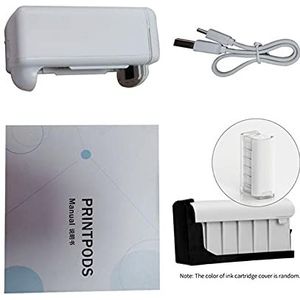 Handinkjetprinterkit, PrintPods Handheld Printer Mini Draagbare Inkjet Tattoo-printer met inktcartridge WiFi-verbinding voor codedatumlogolabel(Printer-Black Ink)