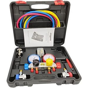 4 Way AC Manometer Set HVAC Diagnostic Freon Opladen Tool for Auto Huishoudelijke R134A R22 R410A 5FT Slang snelkoppeling voor fabrieken en hoogbouw