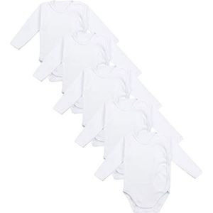 TupTam Baby Overslag Rompertje met Lange Mouwen voor Meisjes Jongens Set van 5, Wit, 62