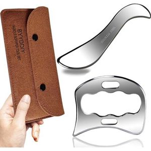 BYYDDIY 2 in 1 Stainless Steel Muscle Scraper Tools Set Gua Sha Massage Scraper Scraping Tool**G