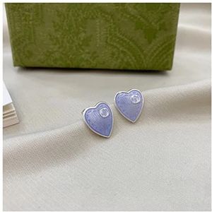 Oorbellen S925 Letter G zilveren oorbellen vijf puntige ster liefde vorm mooie mode vrouwen geboorte Oorbellen voor dames (Color : Blue love, Size : S925)
