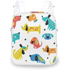 Kinderlijke grappige honden kleurrijke rugzak multifunctionele mode dubbele schoudertas schuine straddle tas