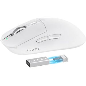 MAMBASNAKE AJAZZ AJ139PRO Superlight Draadloze Gaming Muis, 59 g Ultralichte Esports Mouse, 26.000DPI, PAW3395 Sensor, 2,4 G/bedraad, PTFE Feet, tot 300 uur accu, G502, PC/Xbox/PS, wit