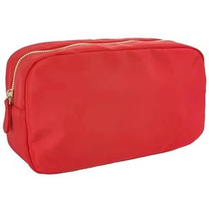 Cosmetische tassen Cosmetische tas Brief Patch Reizen Gepersonaliseerde Nylon Pouch Toilettas Patch Make-up Toiletartikelen Meisje Cosmetische Tas, Rood, XL