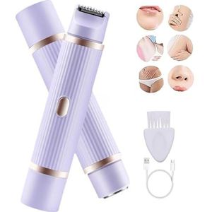 2-in-1 elektrisch scheerapparaat voor dames - oplaadbaar nat droog waterdicht tweekop bikini haartrimmer, paars