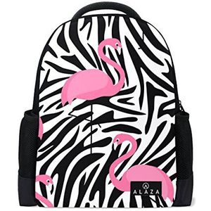 Mijn dagelijkse Flamingo Zebra Strepen Rugzak 14 Inch Laptop Daypack Bookbag voor Travel College School
