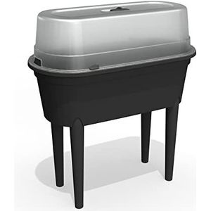 Dynamic24 Verhoogd bloembed met deksel, broeikas, ovaal, 79 x 84 x 39 cm, kweekbed, kruidenbed, broeikas, plantenbak, plantenbak, groente, bloembak, tuin, groentebed, bloempot, tomatenhuis (79 cm)