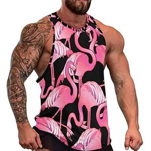 Leuke flamingo heren tanktop grafische mouwloze bodybuilding T-shirts casual strand T-shirt grappige sportschool spier