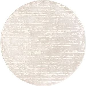 Laagpolig Vloerkleed Off White Rond 120 cm, Tapijt Voor Woonkamer, Superzacht Modern Laagpolig Tapijt