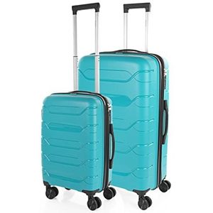 ITACA - Koffer Set - Koffers Set - Stevige Kofferset 2 Stuks - Reiskoffer Set. Set van 2 Trolley koffers (Handbagage Koffer, en Grote Koffer). Kofferset Delige. Lichtgewicht Koffers, Turquoise