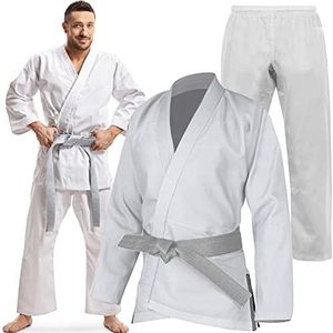 Senshi Japan Karate Gi Uniform | 100% katoenen lichtgewicht vechtsportoutfit en witte riem voor training en sparring | Taekwondo, Tang Soo Do, Shotokan, enz. | Voor volwassenen en kinderen