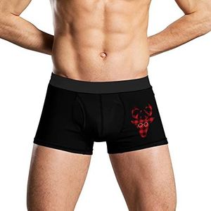 Rode Buffalo Geruite Herten Zachte Heren Ondergoed Comfortabele Ademend Fit Boxer Slips Shorts 2XL