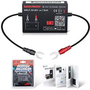 Quicklynks Batterijmonitor BM2 Bluetooth 4.0 apparaat, auto 12 V batterijtester, diagnoseapparaat voor Android iOS iPhone, digitale analyse van de accumeeteenheden