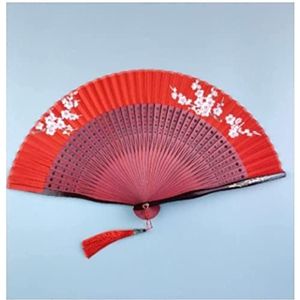 Folding hand fan, Chinese wind opvouwbare ventilator Displayventilatoren, opvouwbare ventilatoren, handventilatoren, opvouwbare handventilatoren Vouwventilator Retro Rode Bloem Bedrukt Handheld Bamboe