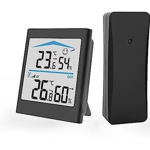 Digitaal LCD-weerstation Indoor Outdoor Trend Hygrometer Thermometer Draadloze Afstandssensor Bewegingsgeactiveerde Achtergrondverlichting(Black)