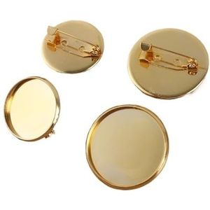 Broche Pin Trays met, Clasps Pin Disk Base， 10st 20mm 25mm Ronde Pin Messing Blank Pin Broche Base Tray Bezel DIY Sieraden Vinden (Kleur: Brons, Maat: 25mm Base Blank) (Color : Gold Color, Size : 25